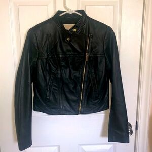 MICHAEL KORS Women’s Black Genuine Sheep Skin Leather Moto Biker Jacket. SZ-P/S